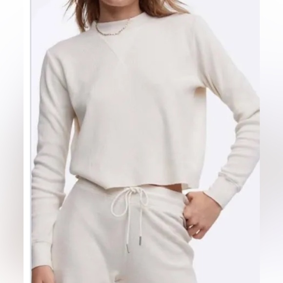 MATE the Label Tops - MATE The Label Organic Thermal Boxy Crop Top - Bone
